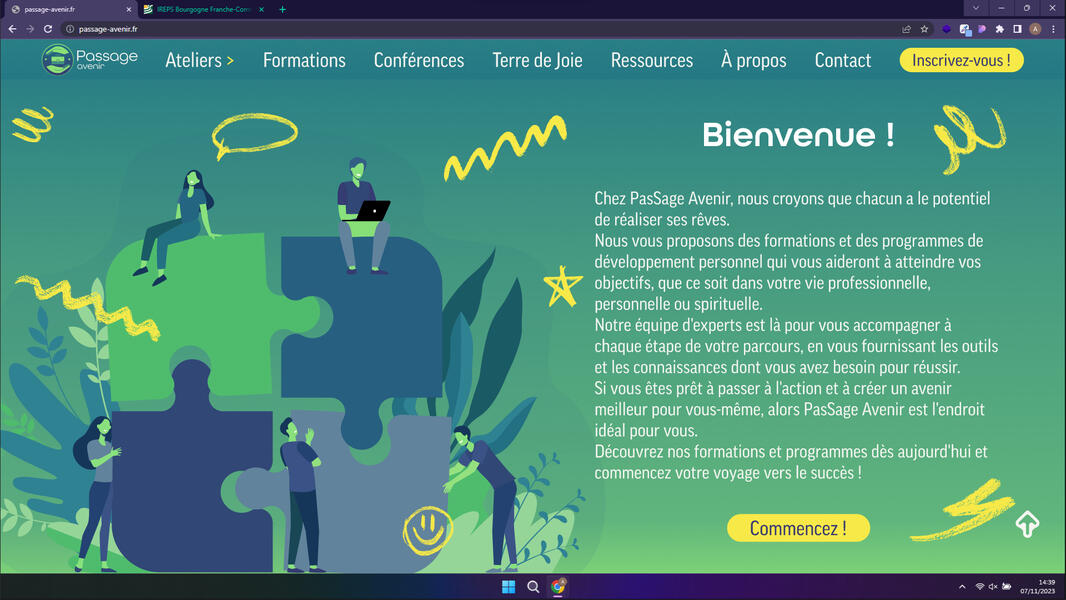 Prototype du projet "PasSage Avenir" en version ordinateur.